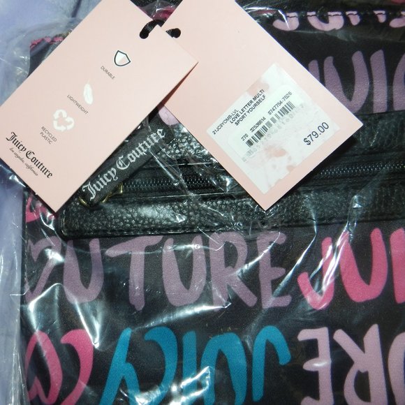 Juicy Coulture Love Letters 3 Peice Backpack, Pouch,Shoulder Bag Set Black NEW - Picture 13 of 15